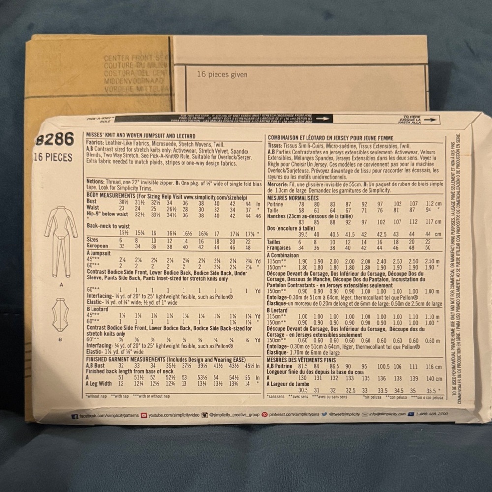 Simplicity Riddle Bodysuit Cosplay/Costume Pattern UNCUT - Picture 3 of 3
